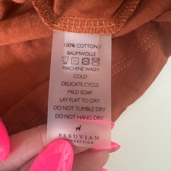 Peruvian Connection Women's NEW Long Sleeve Pima Cotton Shirt Size S Orange - Picture 5 of 9